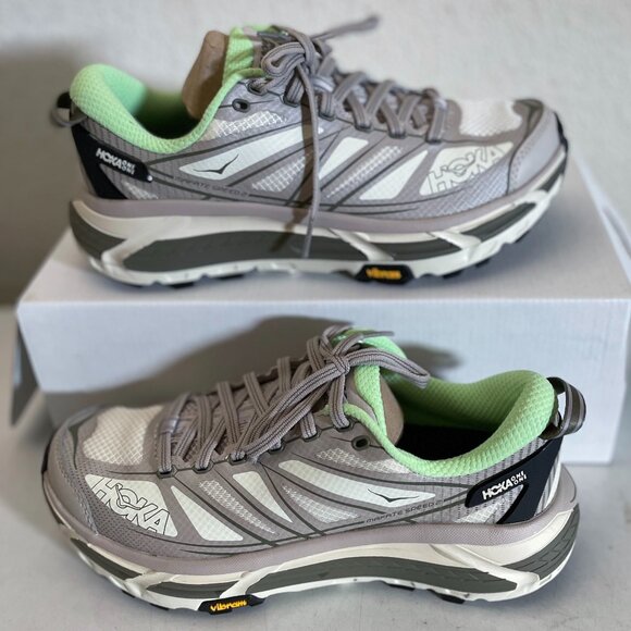 NEW IN BOX Hoka Mafate Speed 2 Running Shoes Sneakers Putty Eucalyptus Women 8.5 - Picture 2 of 12